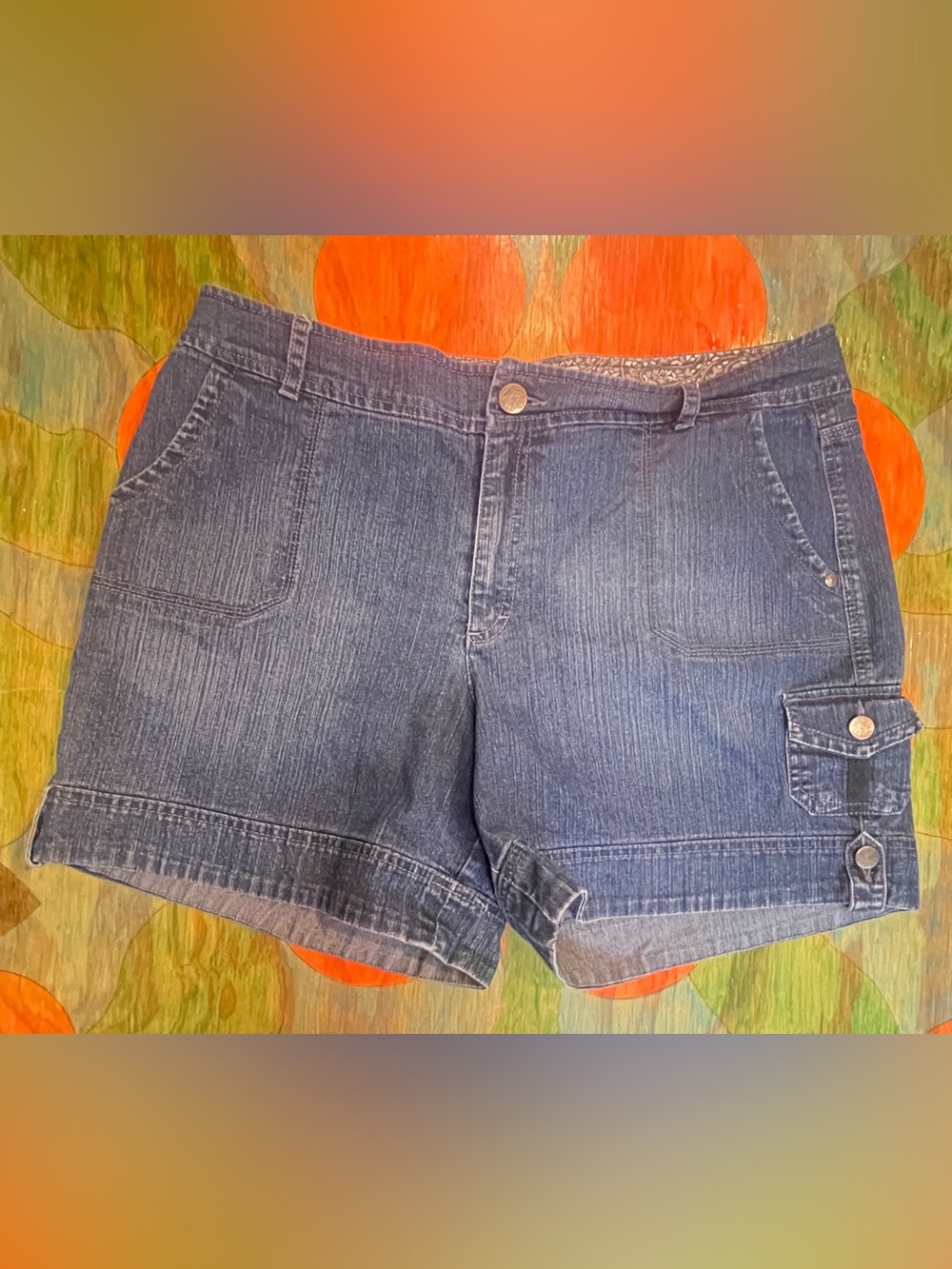 Gloria Vanderbilt Denim Shorts Size 14 Cotton Polyester Spandex Stretch Pull On